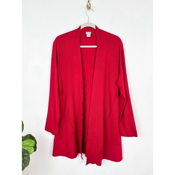 Chico's Women's Red Ribbed Knit Cardigan Sz 2 (US L) - Picture 1 of 5